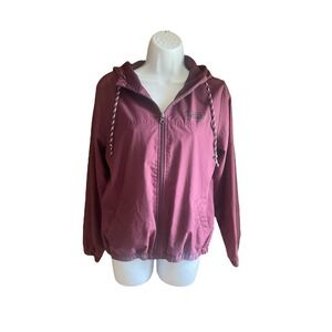Vans Hooded Windbreaker Jacket Lightweight Zip Up Burgundy Women's‎
